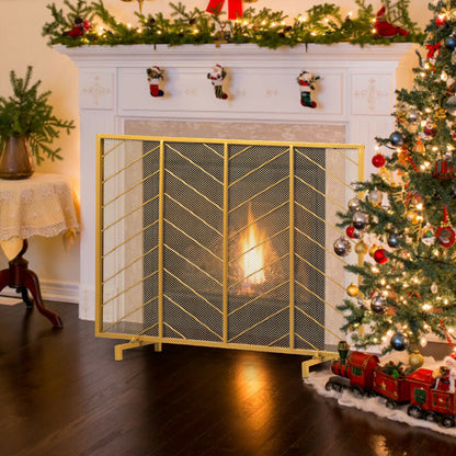 Freestanding Fireguard / Fire Screen in Gold
