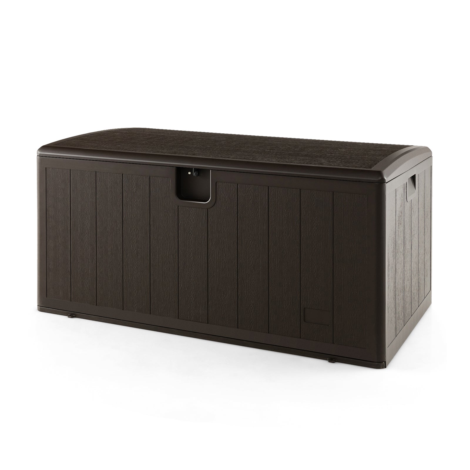490L All Weather Patio Deck Box with Lockable Lid-Brown – GardenArch