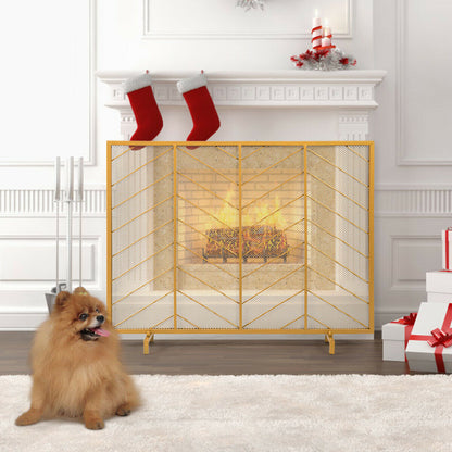 Freestanding Fireguard / Fire Screen in Gold