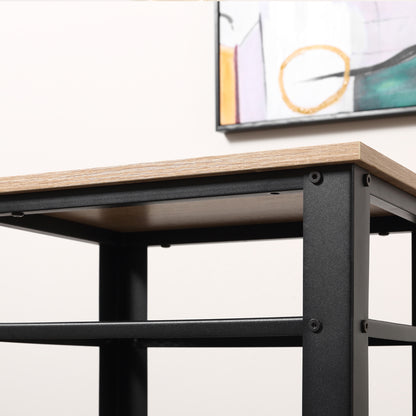 HOMCOM Industrial-Style Boxy Side Table 3 Layer 2 Shelves Storage Display w/ Metal Frame Stylish On-Trend Bedside End Table Nightstand