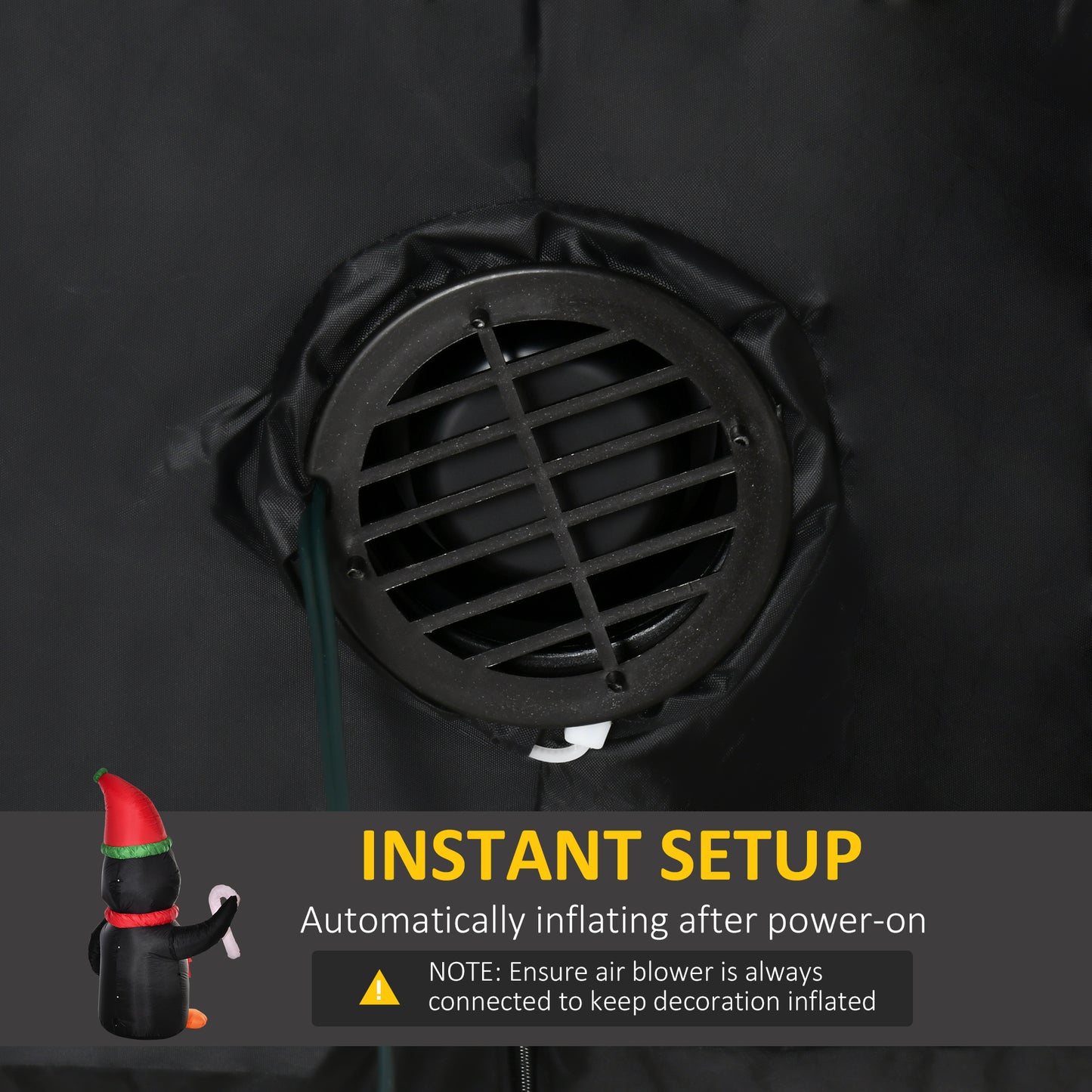 HOMCOM 2.5m Inflatable Christmas Penguin Holding Candy Cane Blow Up Outdoor Decoration with LED Lights for Holiday