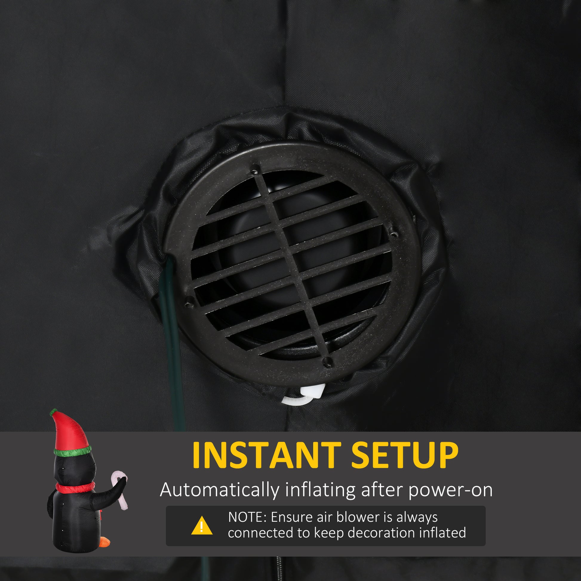 HOMCOM 2.5m Inflatable Christmas Penguin Holding Candy Cane Blow Up Outdoor Decoration with LED Lights for Holiday