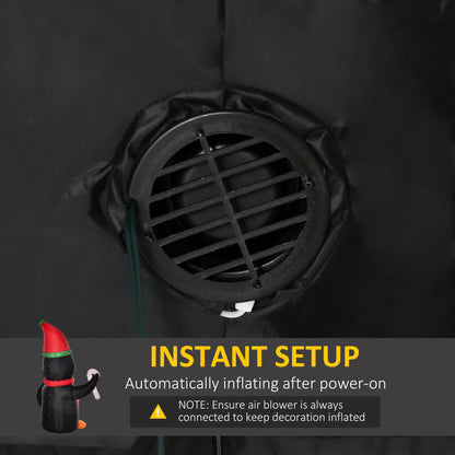 HOMCOM 2.5m Inflatable Christmas Penguin Holding Candy Cane Blow Up Outdoor Decoration with LED Lights for Holiday