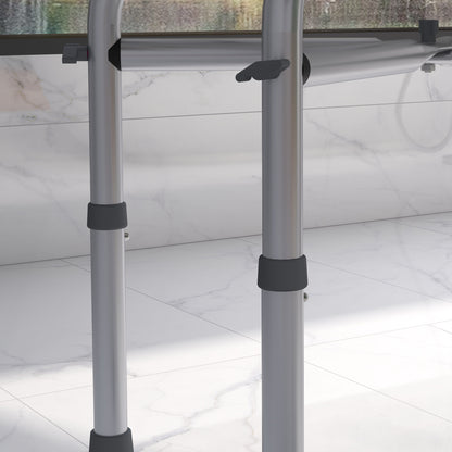 HOMCOM Aluminium Shower Stool for Elderly, Height Adjustable Shower Seat w/ Removable Padded Cushion, Shower Head Holder, Non-Slip Bath Stool