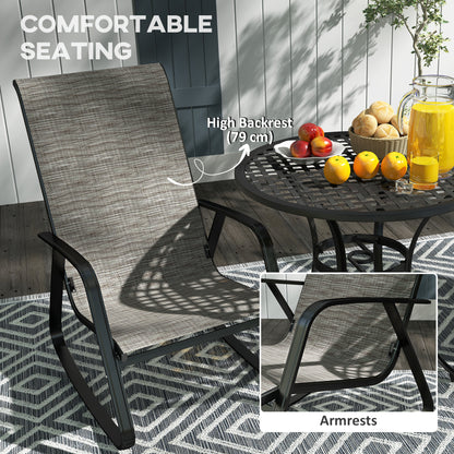 Outsunny Set of Two Rocking Garden Chairs - Light Brown