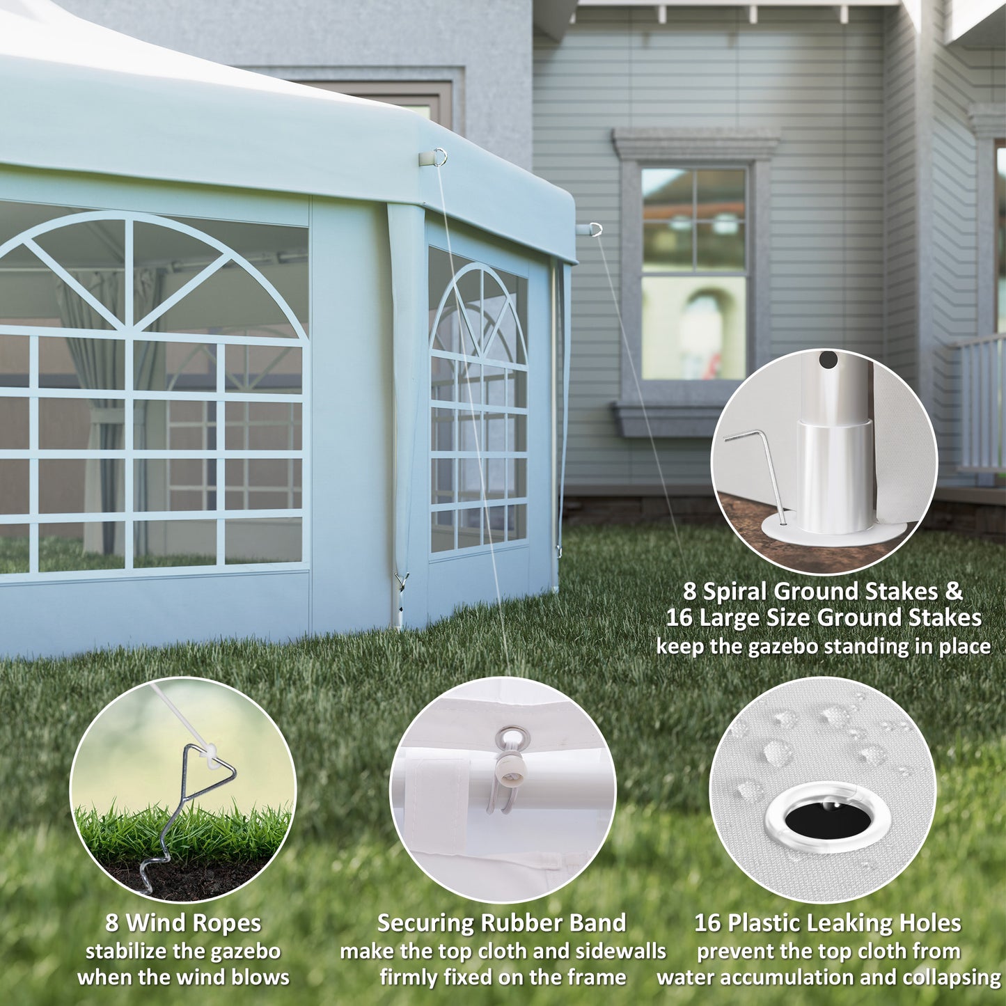 Outsunny 6.8 x 5m Octagonal Marquee Gazebo - White