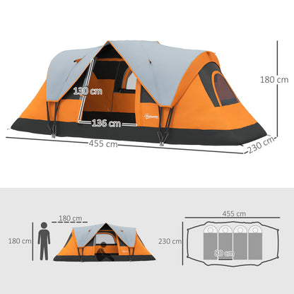 Outsunny 5-6 Man Dome Camping Tent - Orange