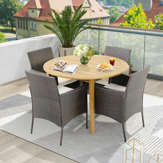 Patio Dining Chairs Set of 4 Outdoor PE Wicker Chairs with Removable Cushions
