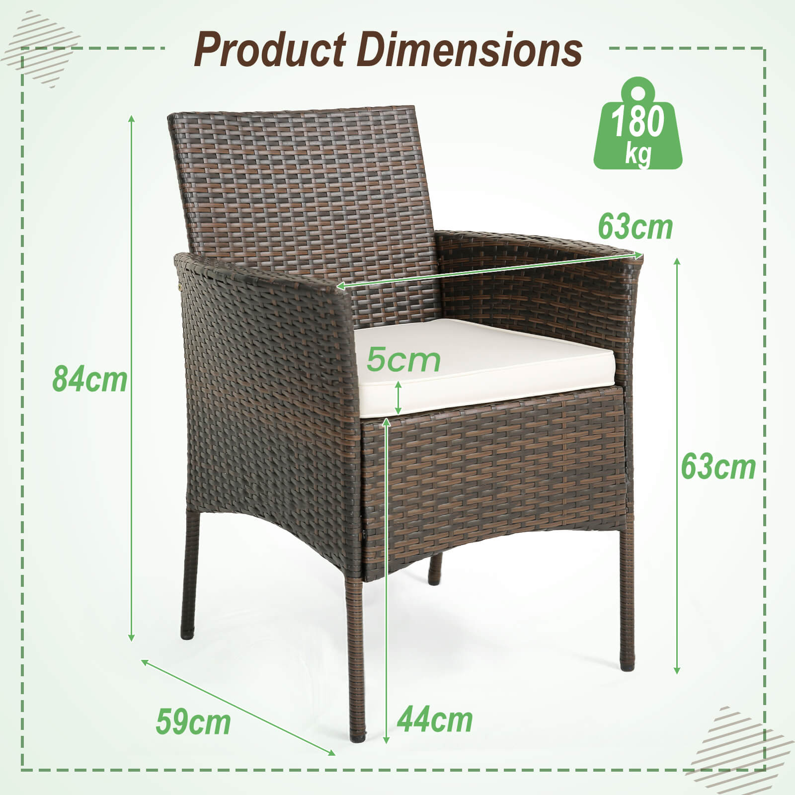 Patio Dining Chairs Set of 4 Outdoor PE Wicker Chairs with Removable Cushions