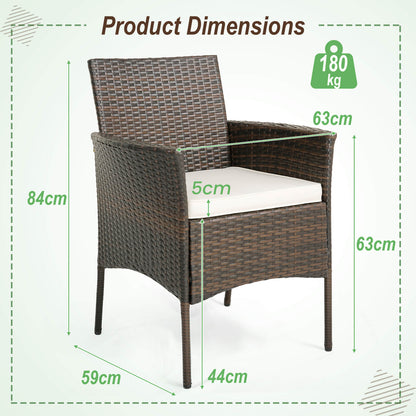 Patio Dining Chairs Set of 4 Outdoor PE Wicker Chairs with Removable Cushions