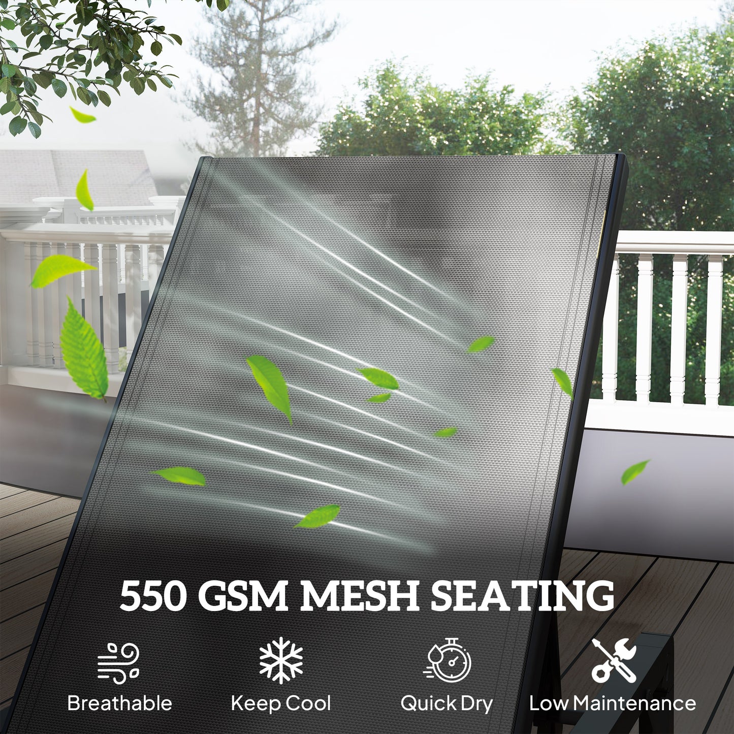 Outsunny Folding Sun Lounger, 5-Position Adjustable Garden Chaise Lounge Sunbed, Steel Frame Reclining Chair for Beach, Porch, Patio, Camping, Light Grey