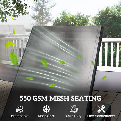 Outsunny Folding Sun Lounger, 5-Position Adjustable Garden Chaise Lounge Sunbed, Steel Frame Reclining Chair for Beach, Porch, Patio, Camping, Light Grey