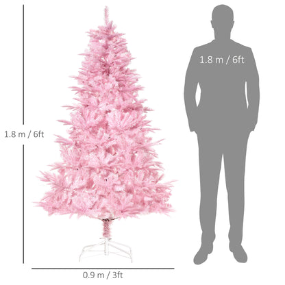 HOMCOM 6FT Pop-up Artificial Christmas Tree Holiday Xmas Holiday Tree Decoration with Automatic Open for Home Party, Pink