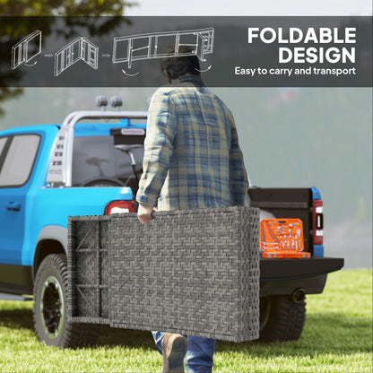 Outsunny Outdoor PE Rattan Sun Lounger, Folding Wicker Garden Lounger Recliner with 4-Level Adjustable Backrest, Rolling Sunbed Lounge Chair with Wheels, Non-Slip Legs for Balcony, Beach, Mixed-grey