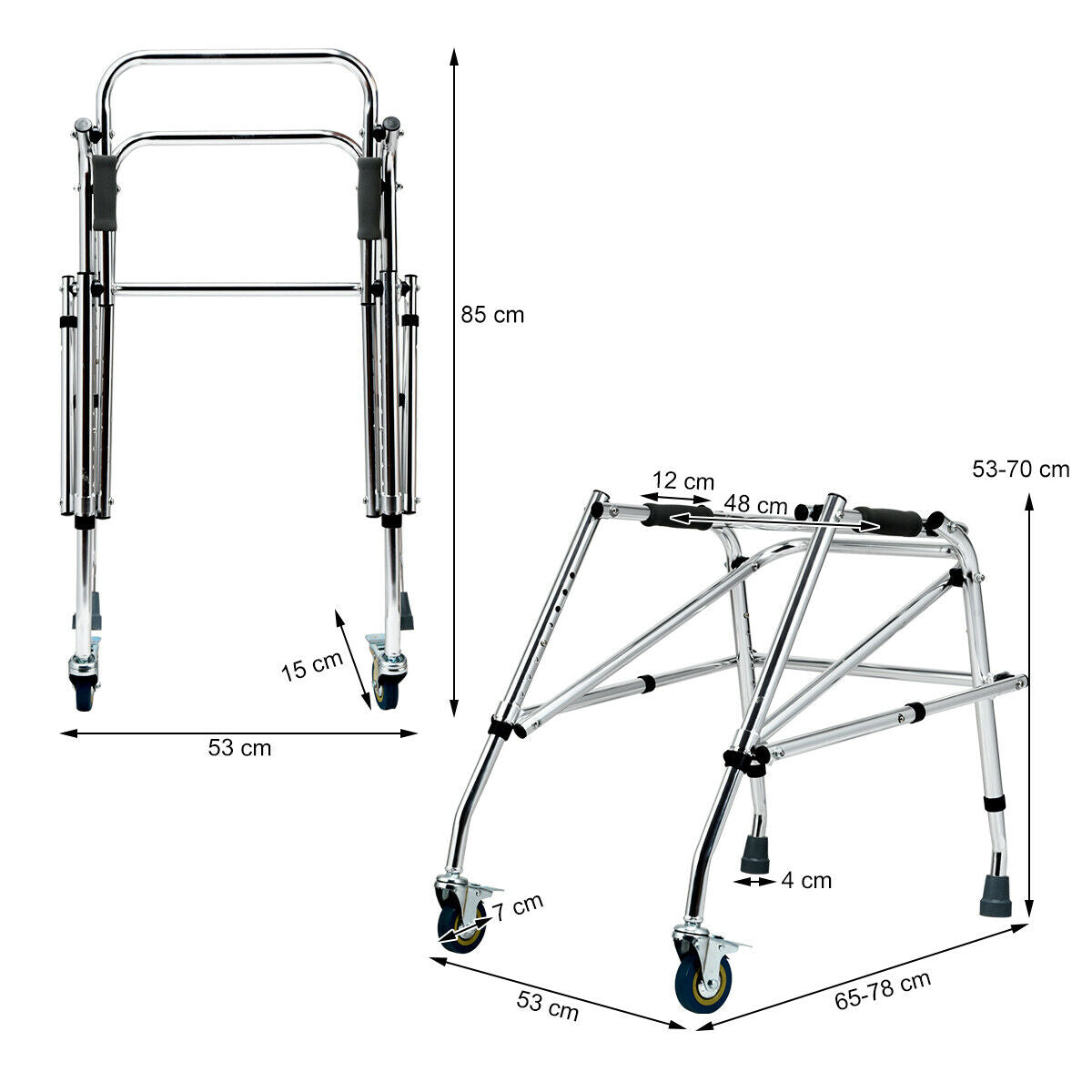 Lightweight and Folding Kids Walker for Disabled Injured Training-Silver