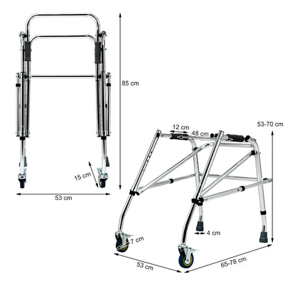 Lightweight and Folding Kids Walker for Disabled Injured Training-Silver