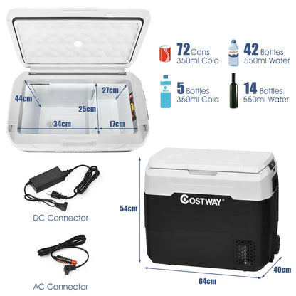 50L 2-in-1 Dual Temperature Control Portable Freezer with Wheels and Handle-Grey