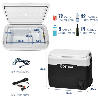 50L 2-in-1 Dual Temperature Control Portable Freezer with Wheels and Handle-White