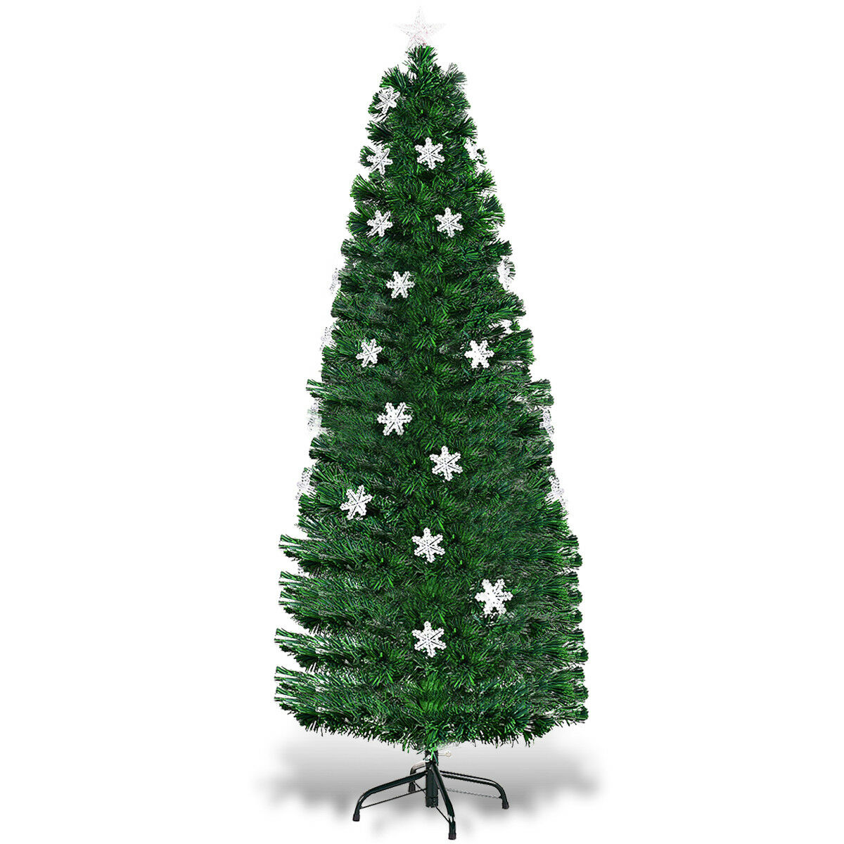 3/4/5/6 Feet Artificial Fibre Optic Christmas Tree with Snowflakes Top Star-5 ft