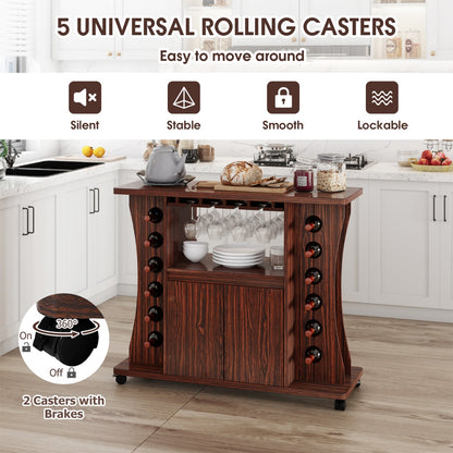 Serving Trolley Cart with Wine Rack