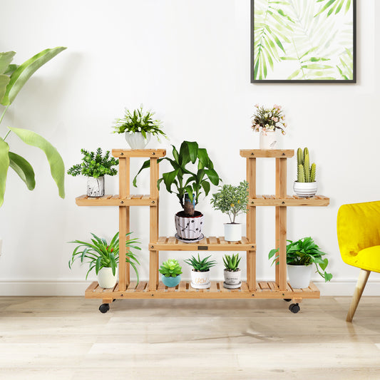 4-Tier Flower Plant Stand Shelf with 8 Shelves-Natural