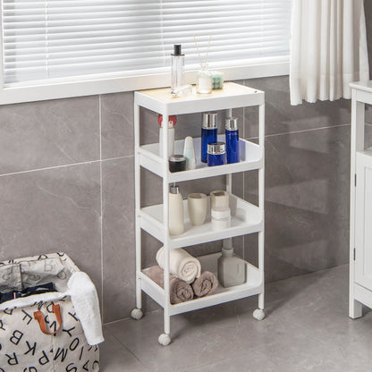 3/4 Tiers Utility Rolling Cart with Detachable Tray Top and Locking Wheels-4-Tier