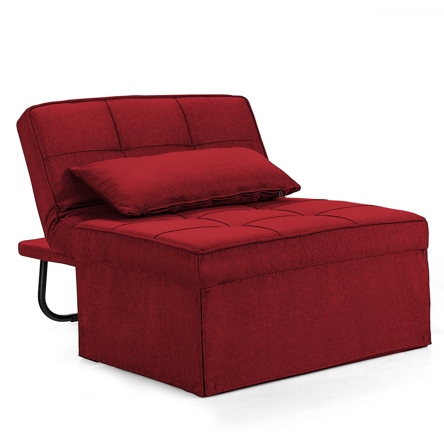 4 in 1 Convertible Sofa Bed with Adjustable Backrest-Burgundy