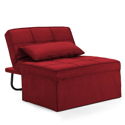 4 in 1 Convertible Sofa Bed with Adjustable Backrest-Burgundy