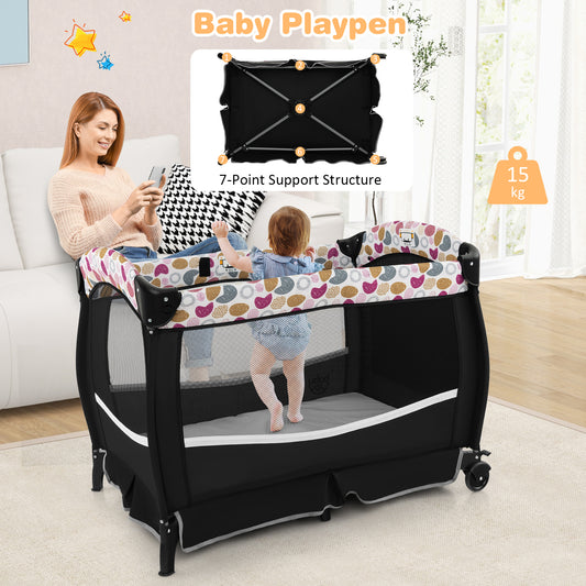 4 in 1 Portable Baby Nursery Center with Bassinet-Multicolor
