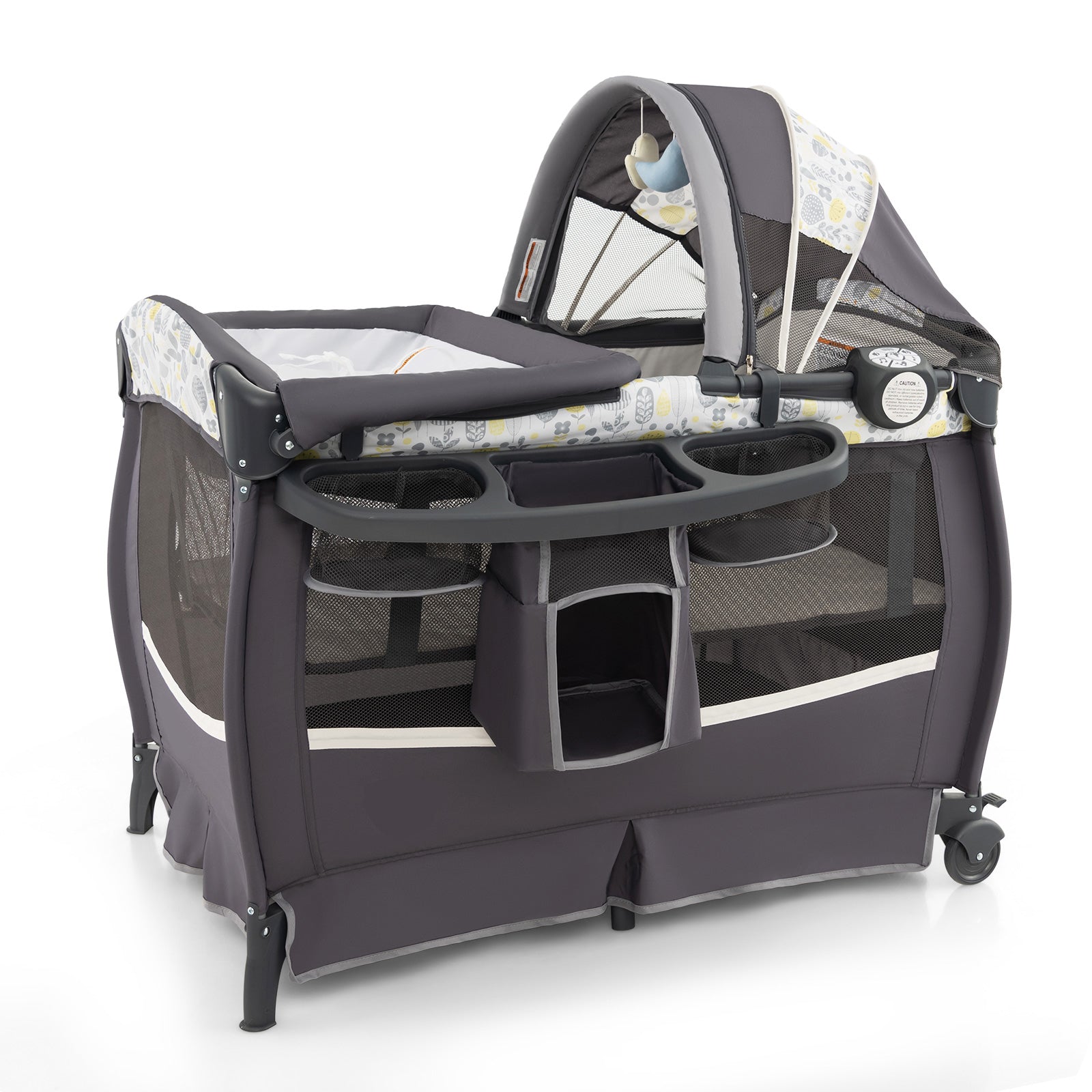 4 in 1 Portable Baby Nursery Center with Bassinet-Grey
