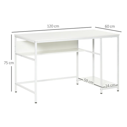 HOMCOM Home Compact Small Computer Desk Writing Study Table Office PC Workstation Gaming Studying with Storage Shelf, White
