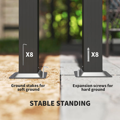 Outsunny 3 x 3m Aluminium Pergola, with Retractable Roof - Grey/Khaki