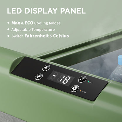 Outsunny 50L Portable Car Refrigerator - Light Green and Grey