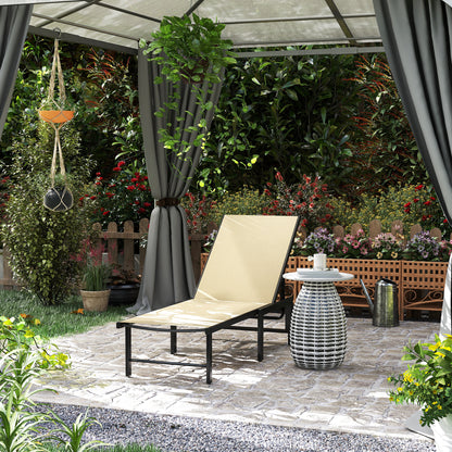 Outsunny Reclining Sun Lounger - Khaki