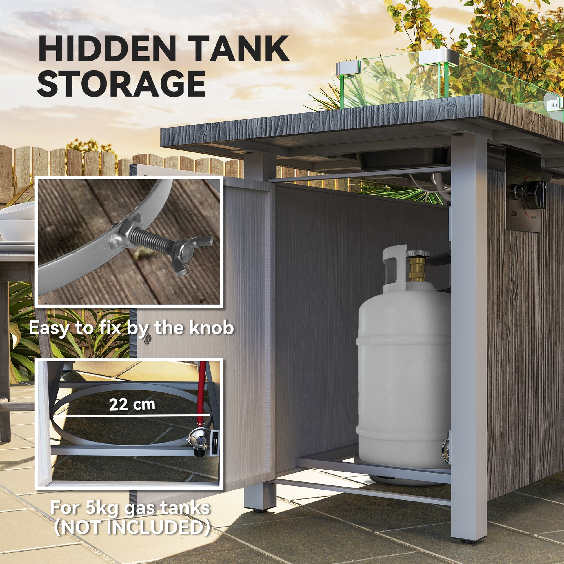 Outsunny 50,000 BTU Gas Fire Pit Table with Cover and Glass Screen - Dark Grey