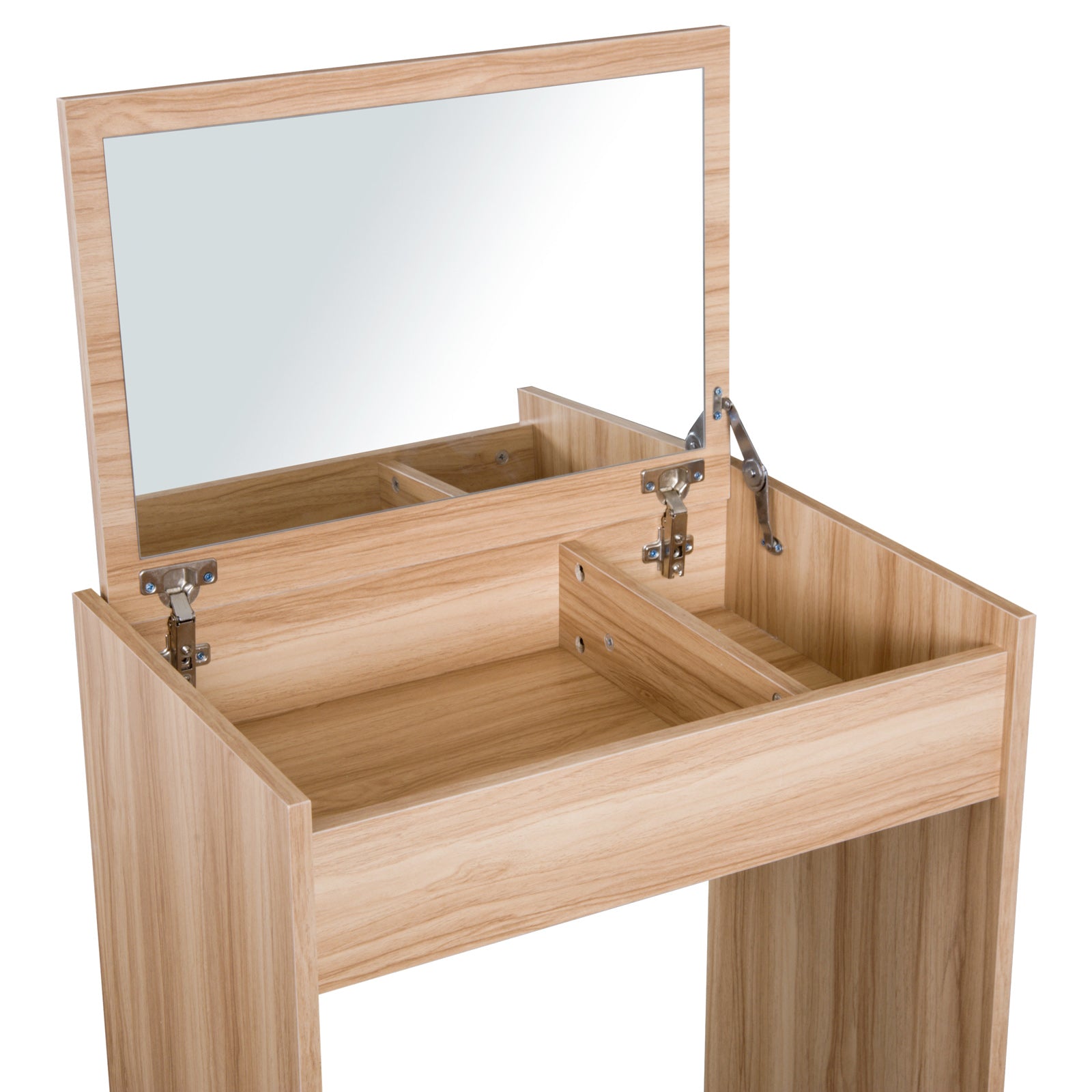 HOMCOM Dressing Table Set Padded Stool Dresser with Flip-up Mirror Multi-purpose - Wood Grain
