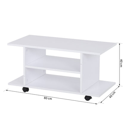HOMCOM TV Stand W/ Shelves -White
