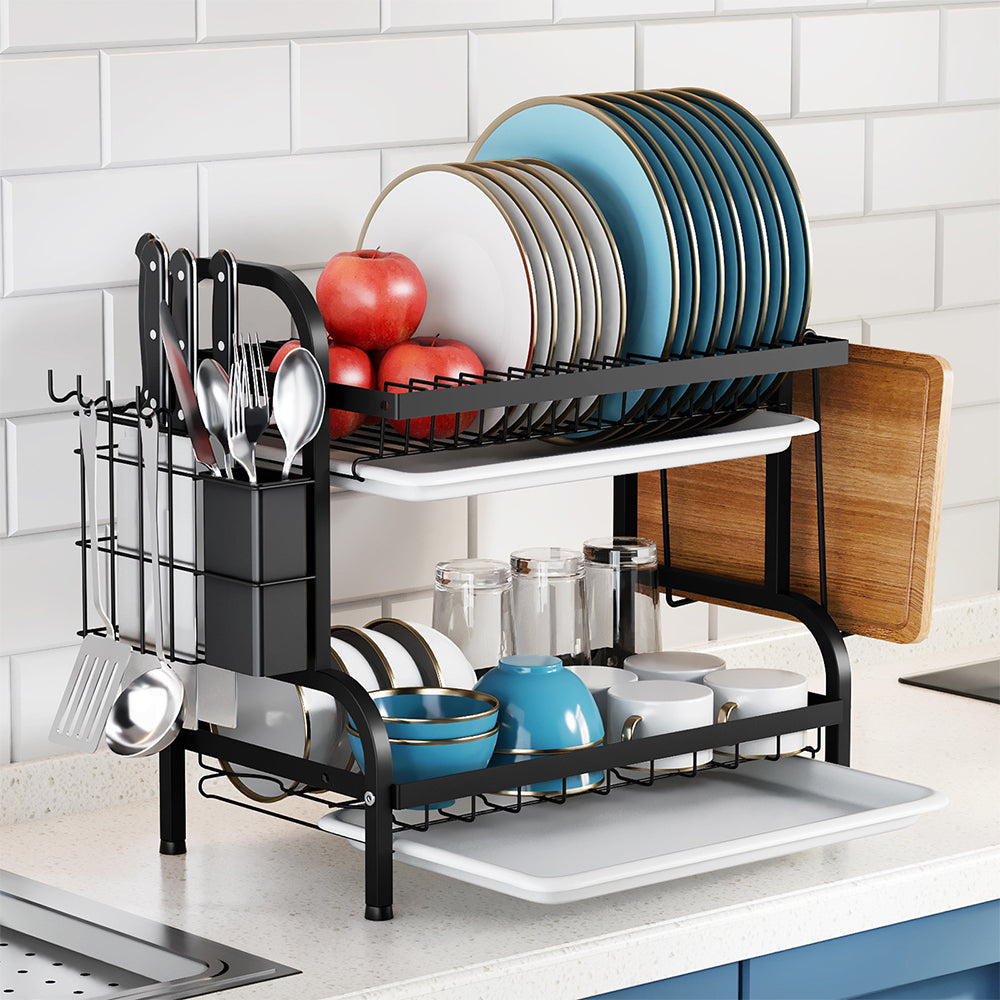 Black Steel Dish Drying Rack 2-Tier