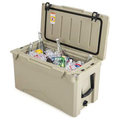 47L Portable Rotomolded Cooler with Integrated Cup Holders-Tan