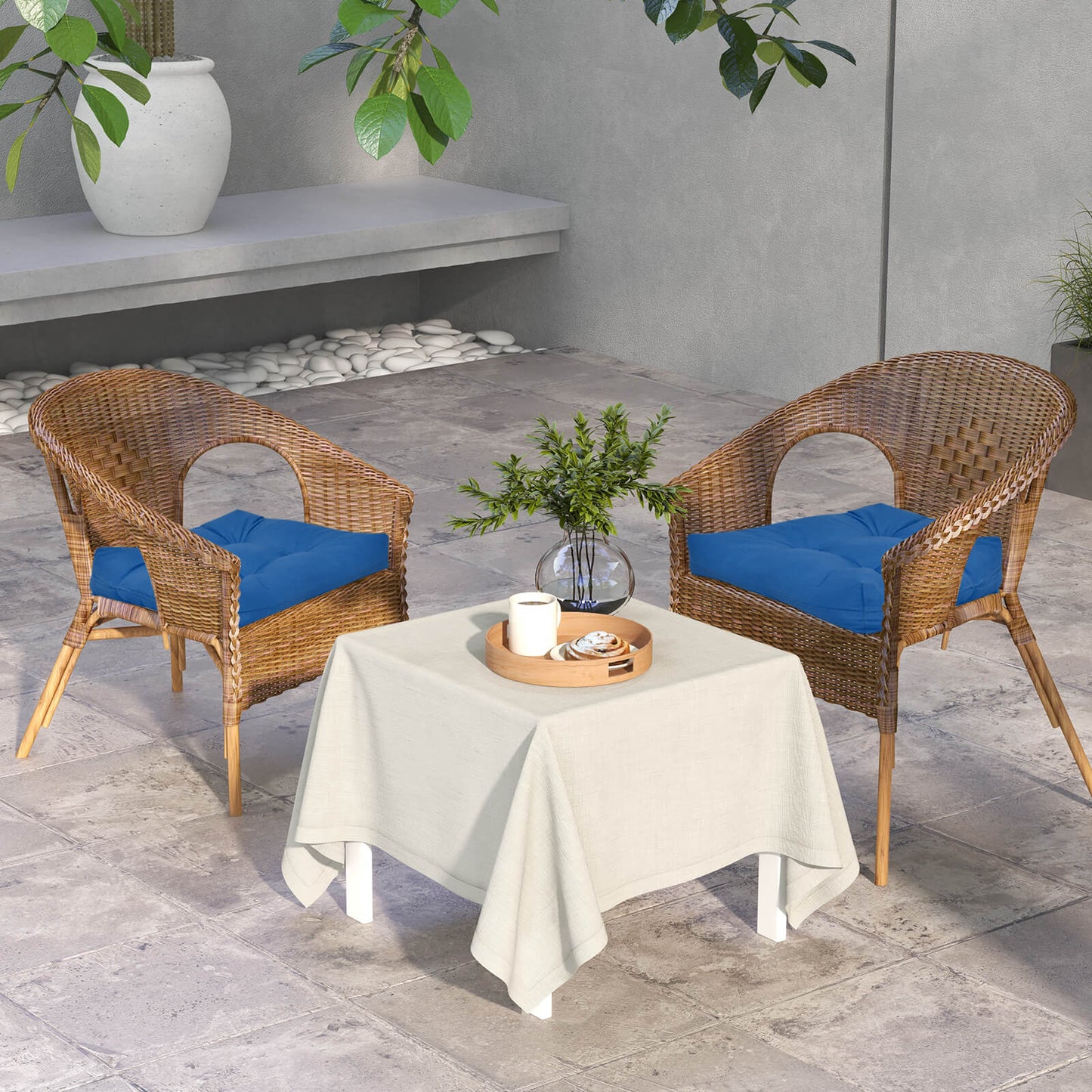 2 Pieces 50 x 50 cm Seat Cushions for Indoor and Outdoor-Navy