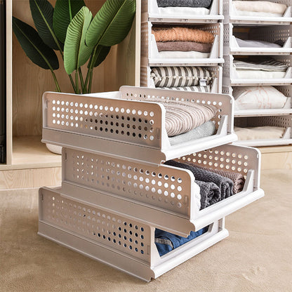 Foldable Stackable Drawer Storage Basket