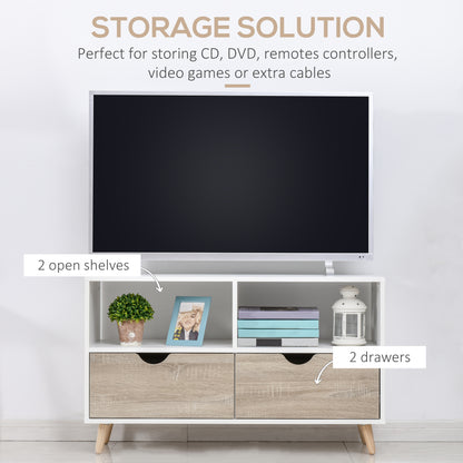 HOMCOM Particle Board TV Media Unit White/Oak