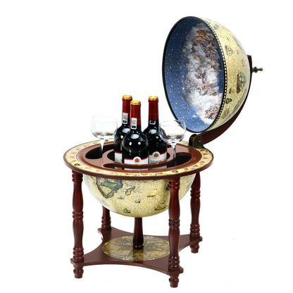 Vintage Globe Wine Cabinet with Map Patterns-Cream