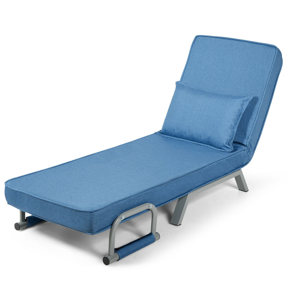 Convertible Folding Sofa Bed with 5 Position Recliner-Blue