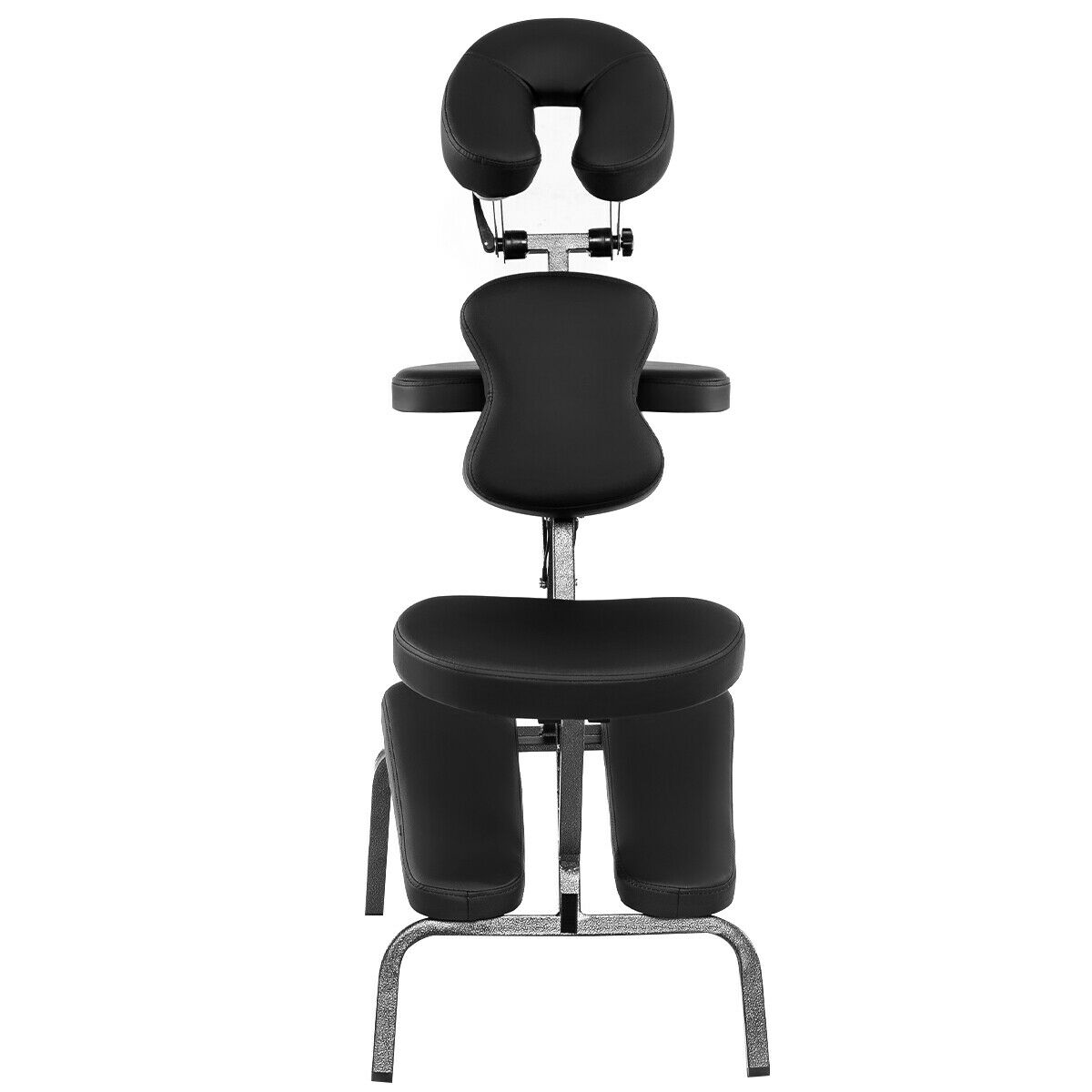 Folding Height Adjustable Massage Chair with Thickened Sponge and Carrying Bag-Black