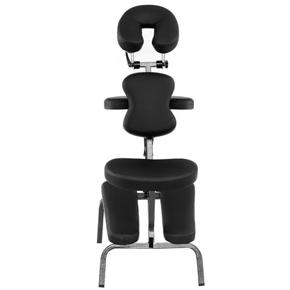 Folding Height Adjustable Massage Chair with Thickened Sponge and Carrying Bag-Black