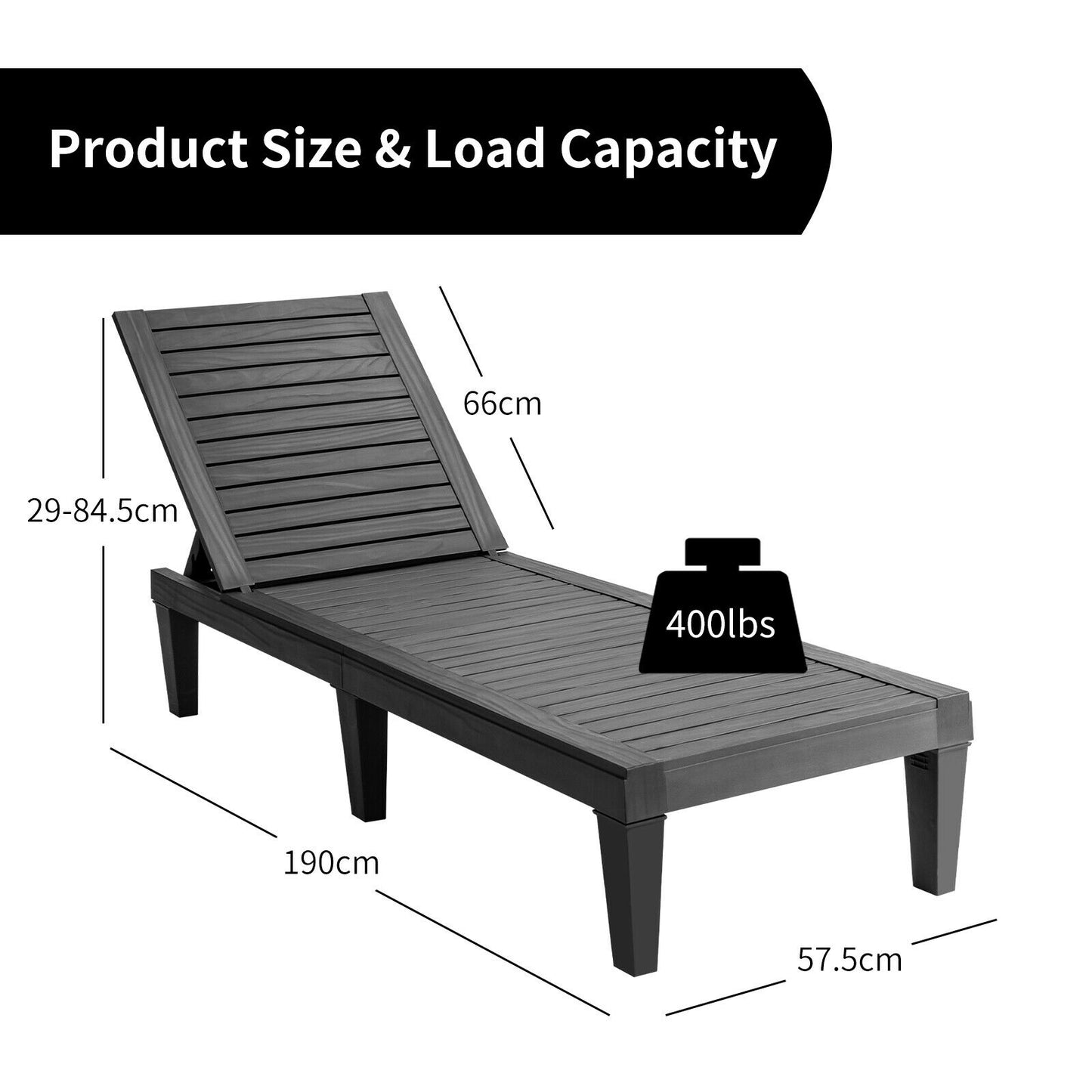 Adjustable Recliner Lounger Beach-Black