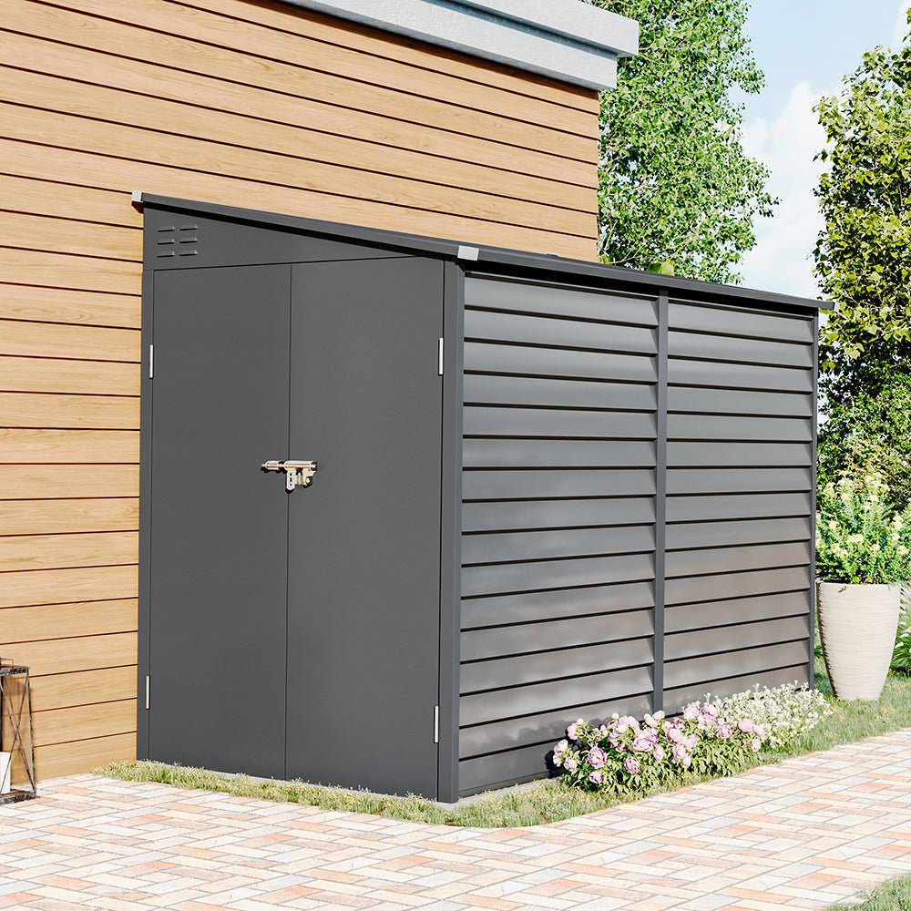 Louvered Wall Pitched Roof Metal Garden Shed
