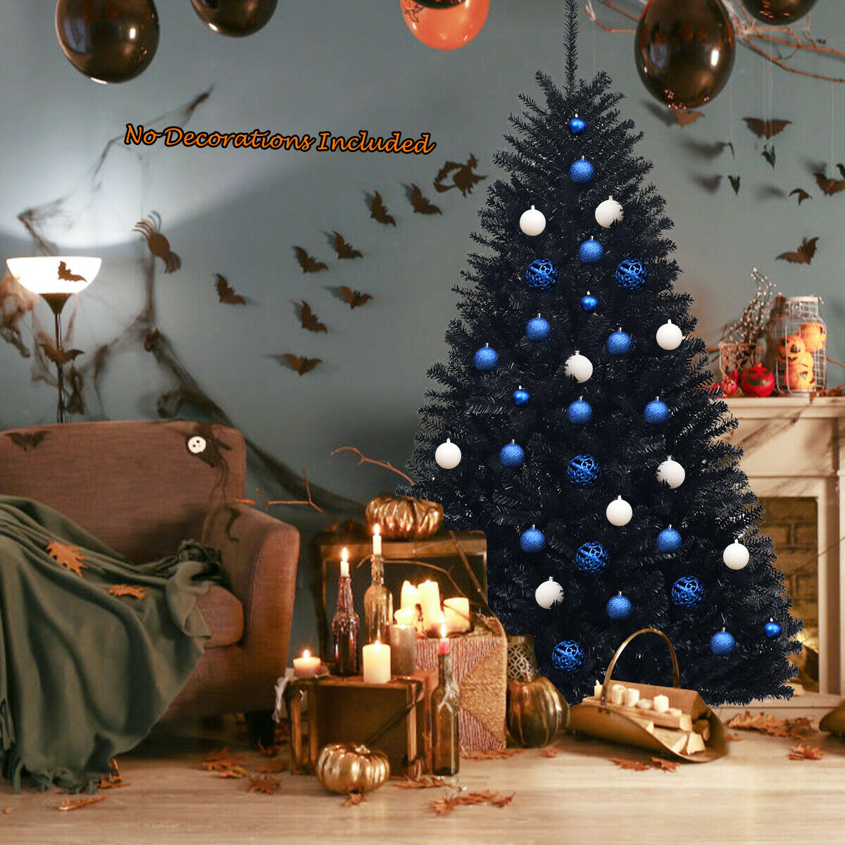 Artificial Black Christmas Tree with Solid Metal Legs