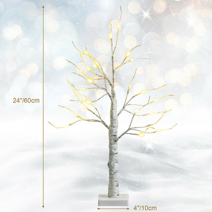 Pre-lit Silver Birch Tree with 24 Warm White LED Lights for Indoor use